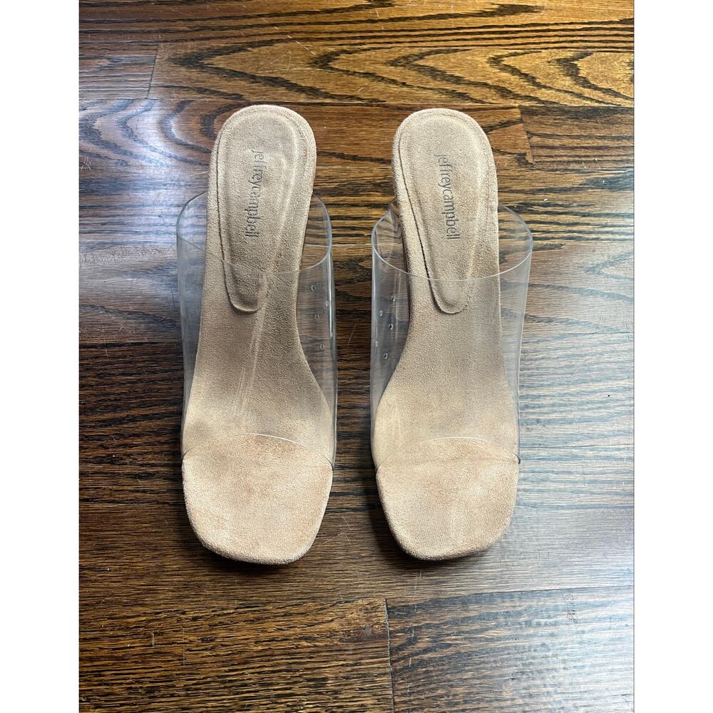 Jeffrey Campbell Acetate Vinyl Lucite Wedge Slide Sandals Sz. 10 - Picture 2 of 6